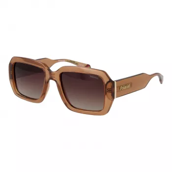 POLAROID PLD6223SX5409 Occhiali da sole rettangolari unisex - Montatura nera, lenti grigie polarizzate, 54 mm