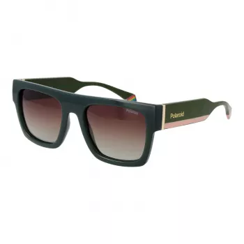 Polaroid PLD6224SX541E occhiali da sole unisex rettangolari - lenti grigie, montatura nero/grigio