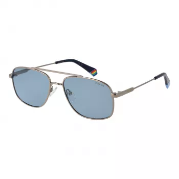 Polaroid PLD6235SX56V8 Occhiali da sole uomo polarizzati squadrati montatura grigia lenti grigie 56mm