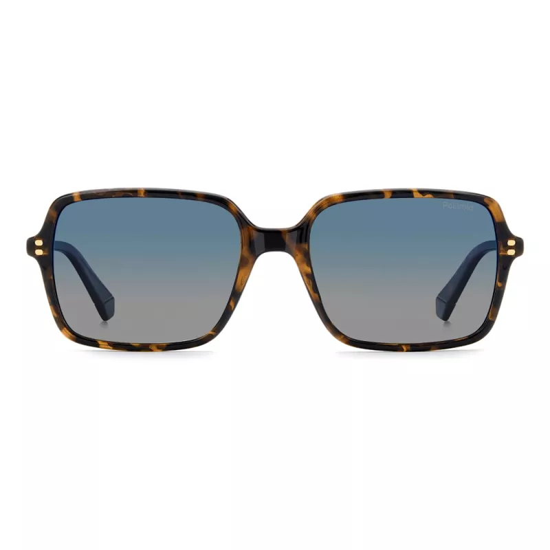 POLAROID PLD6247S086 Occhiali da sole rettangolari uomo Havana con lenti verdi polarizzate