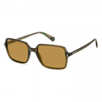 Polaroid PLD6247S09Q Occhiali da sole rettangolari polarizzati uomo - montatura nera lenti grigie 56 mm