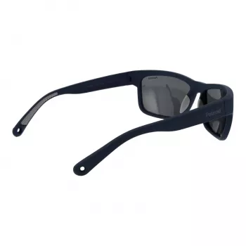 Polaroid PLD7031S59FLL Occhiali da sole rettangolari uomo - montatura nero opaco, lenti grigie polarizzate, 59 mm