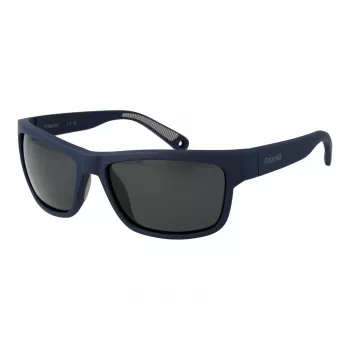 Polaroid PLD7031S59FLL Occhiali da sole rettangolari uomo - montatura nero opaco, lenti grigie polarizzate, 59 mm