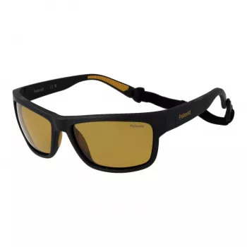 Polaroid PLD7031S59PGC occhiali da sole sportivi uomo - montatura nera, lenti grigie polarizzate, 59 mm