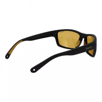 POLAROID PLD7037S60PGC Occhiali da sole unisex rettangolari - Montatura nera, lenti grigie polarizzate, 60/16/140 mm