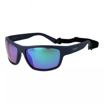 Polaroid PLD7037S60PJP Occhiali da sole rettangolari unisex - Montatura nera lenti grigie 60mm