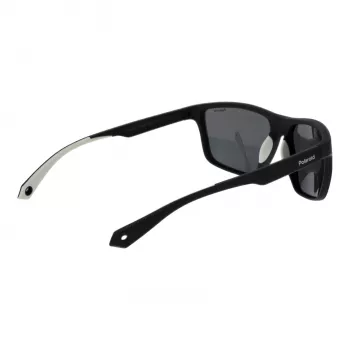 POLAROID PLD7040S5908A Occhiali da sole da uomo rettangolari polarizzati - Montatura grigia Lenti grigie 59mm