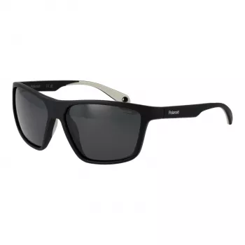 POLAROID PLD7040S5908A Occhiali da sole da uomo rettangolari polarizzati - Montatura grigia Lenti grigie 59mm