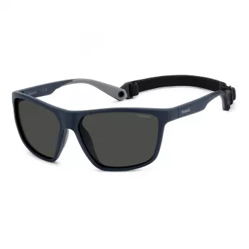 POLAROID PLD7040SFLL Occhiali da sole uomo - montatura nera, lenti grigie polarizzate, 59 mm