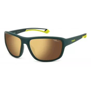 Polaroid PLD7049SGP7 Occhiali da sole unisex rettangolari - Montatura nera, lenti polarizzate grigie, 62 mm