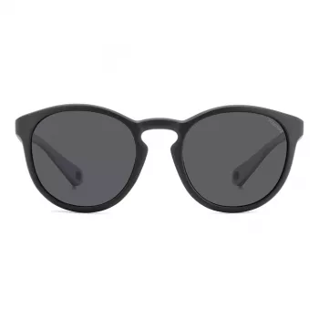 Polaroid PLD7050S003 Occhiali da sole rettangolari unisex - montatura nera, lenti grigie polarizzate
