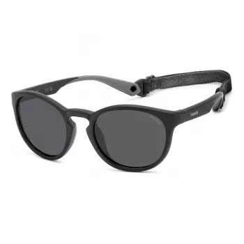 Polaroid PLD7050S003 Occhiali da sole rettangolari unisex - montatura nera, lenti grigie polarizzate