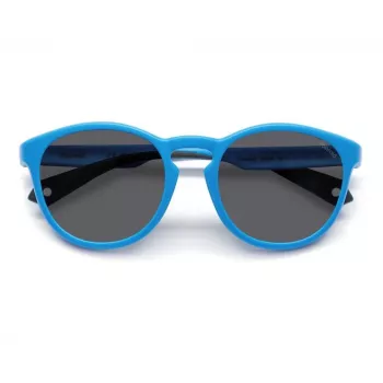 POLAROID PLD7050SMVU Occhiali da sole unisex quadrati - montatura nera opaca, lenti grigie polarizzate, 52mm