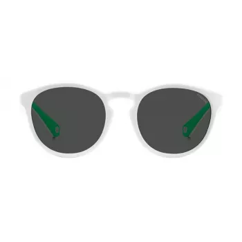 POLAROID PLD7050SVK6 Occhiali da sole unisex rettangolari - montatura nera, lenti polarizzate grigie, 52 mm