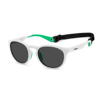 POLAROID PLD7050SVK6 Occhiali da sole unisex rettangolari - montatura nera, lenti polarizzate grigie, 52 mm