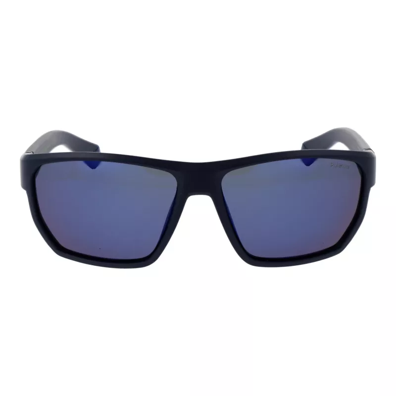 Polaroid PLD7057S60FLL Occhiali da sole rettangolari polarizzati uomo - montatura nera lenti grigie