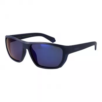 Polaroid PLD7057S60FLL Occhiali da sole rettangolari polarizzati uomo - montatura nera lenti grigie