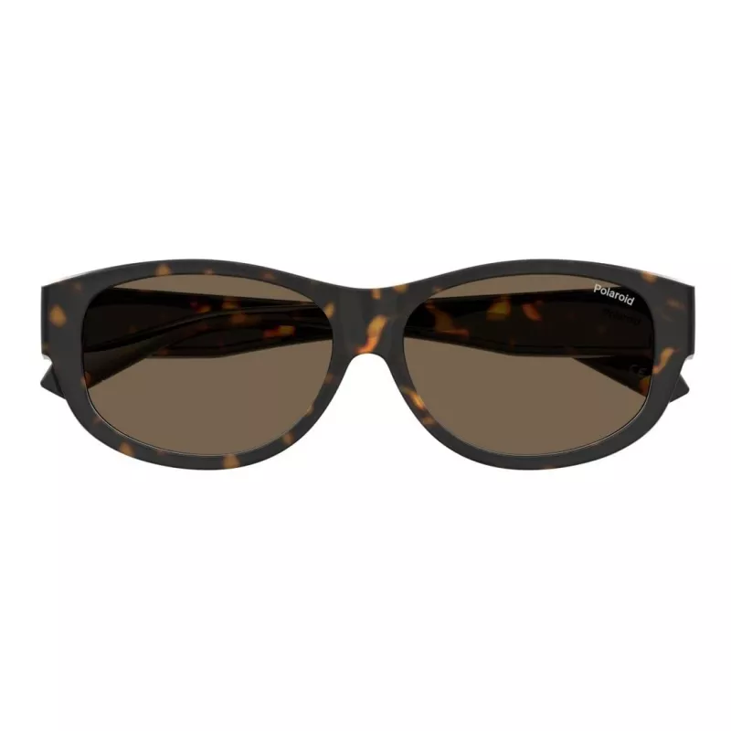 Polaroid PLD9020S086 Occhiali da sole unisex Havana montatura in plastica squadrata lenti polarizzate marroni