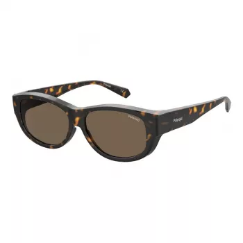 Polaroid PLD9020S086 Occhiali da sole unisex Havana montatura in plastica squadrata lenti polarizzate marroni