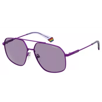 POLAROID Unisex PLD6173SB3V Occhiali da sole rettangolari - montatura nera, lenti grigie