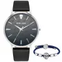 POLICE Uomo Orologio analogico al quarzo PLTASM2SET20 44mm cassa in acciaio inox quadrante blu pelle marrone e cinturino mesh argento