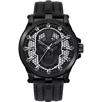 Police Orologio Analogico al Quarzo Uomo Battalion PEWJA2108203 47mm Quadrante Nero Cinturino in Pelle Nero
