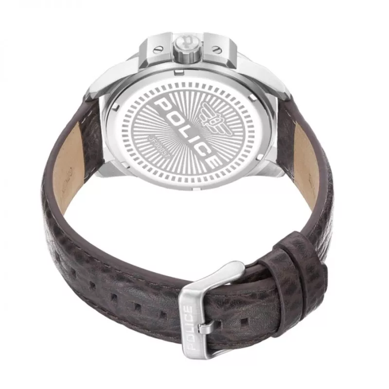 POLICE orologio analogico uomo PEWJF0005703 46mm quadrante blu cinturino in pelle