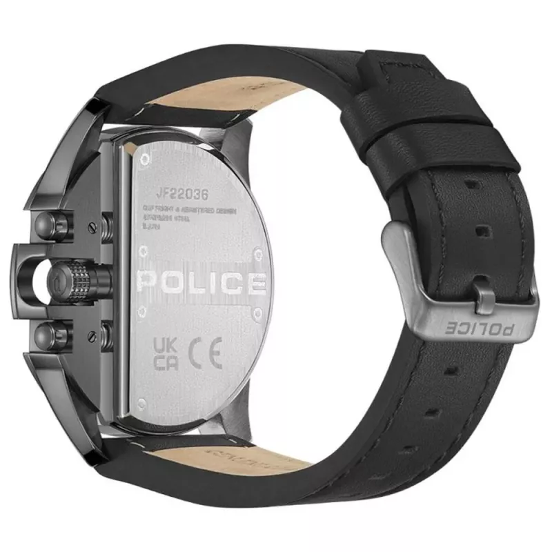 POLICE orologio uomo PEWJF2203601 al quarzo con quadrante nero e cinturino in pelle, 48mm