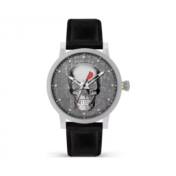 POLICE Orologio uomo PL15404JS.57 analogico al quarzo 45mm cassa in acciaio inox cinturino in pelle marrone quadrante blu