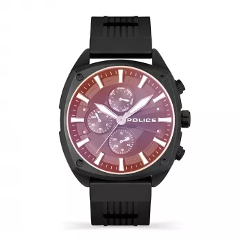 POLICE orologio analogico al quarzo uomo PEWJQ2007302 47mm quadrante nero cinturino in pelle nera