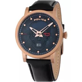 Police Orologio da uomo al quarzo analogico PL15404JSR.03 - Quadrante blu, Cinturino in pelle marrone, 43mm