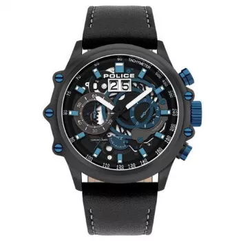 POLICE Orologio analogico al quarzo uomo PL16018JSU02 48mm quadrante blu cinturino in pelle
