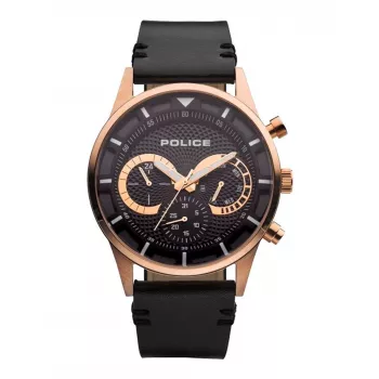 POLICE Orologio uomo Ranger al quarzo PEWJF2110901 - quadrante blu, cinturino in pelle marrone, acciaio inox 46mm