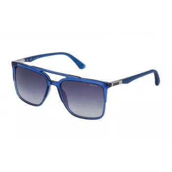 Police occhiali da sole uomo rettangolari SPL363560955 - montatura in acetato nero, lenti in policarbonato grigie, protezione UV400