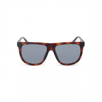POLICE Occhiali da uomo SPLN33V59878P rettangolari polarizzati - montatura in acetato havana, lenti marroni, 59 mm