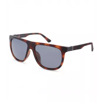 POLICE Occhiali da uomo SPLN33V59878P rettangolari polarizzati - montatura in acetato havana, lenti marroni, 59 mm