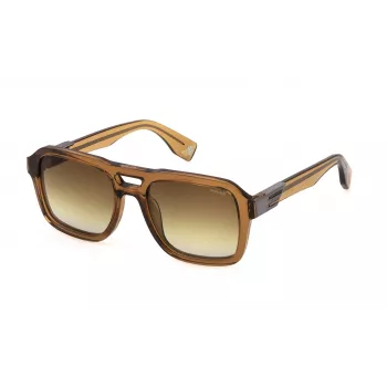 Police Occhiali da sole da uomo SPLN65V - montatura squadrata nero opaco, lenti grigie, 55 mm