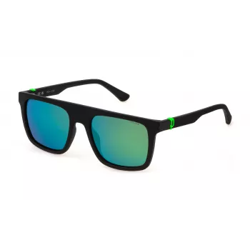 POLICE occhiali da sole uomo SPLF61-55U28V montatura rettangolare nera lenti grigie 55mm