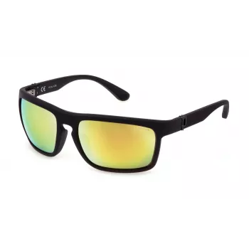 POLICE Occhiali da sole da uomo SPLF63-63U28G Havana montatura rettangolare in acetato lenti grigio-verdi 63/18/130 mm