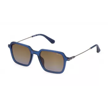 POLICE Occhiali da sole uomo SPLL10-520892 montatura rettangolare nera lenti grigie 52/20/145 mm
