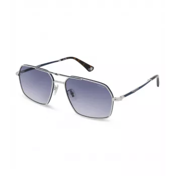 POLICE Occhiali da sole uomo SPLL86M580F94 Dark Havana montatura quadrata in acetato lenti grigie sfumate UV400 58/16/145 mm