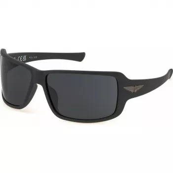 POLICE Occhiali da sole uomo SPLN37M650I41 pilot rettangolari montatura in metallo gunmetal lenti grigie 65mm