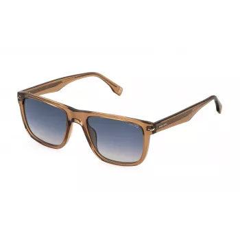 POLICE occhiali da sole uomo SPLQ83-560805 - montatura rettangolare in acetato, protezione UV400, lenti 56 mm