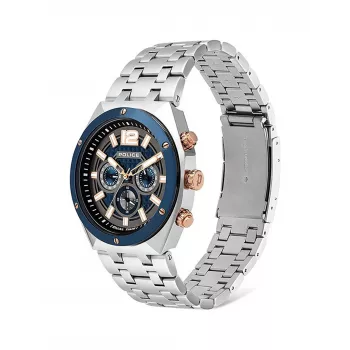 POLICE Orologio da uomo 15995JSTBL61M 46mm Quadrante blu Cinturino in pelle blu
