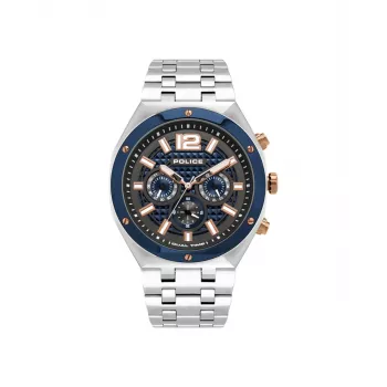 POLICE Orologio da uomo 15995JSTBL61M 46mm Quadrante blu Cinturino in pelle blu