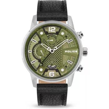 POLICE orologio uomo PEWJF2203305 48mm cronografo quadrante nero cinturino in pelle