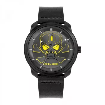 POLICE Orologio uomo PL15714JSB02 44mm quadrante nero cinturino in pelle