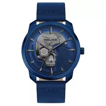 POLICE Orologio da uomo PL15714JSBL0 42mm quadrante blu cinturino in pelle