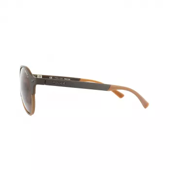 Police SPL1635594CP Occhiali da sole unisex rettangolari Havana montatura in acetato lenti verdi polarizzate 55/19/140 mm