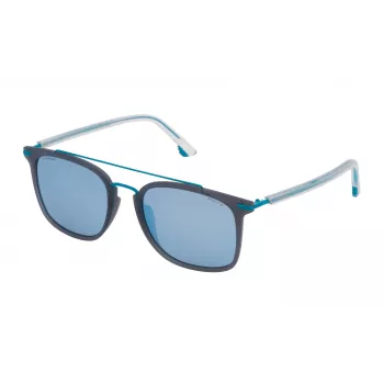 POLICE SPL58354M20P Occhiali da sole unisex - Montatura in acetato nera, lenti grigie polarizzate, 54 mm